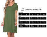 FZ FANTASTIC ZONE Women's Casual Summer T Shirt Dresses Short Sleeve Swing Dress with Pockets