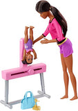 Barbie Ice-Skating Coach Dolls & Playset with Brunette Coach Barbie Doll, Brunette Small Doll and Balance Beam with Sliding Mechanism, Gift for 3 to 7 Year Olds