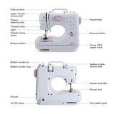 Aonesy Portable Sewing Machine, Electric Household Crafting Mending Mini Sewing Machines, 12 Stitches 2 Speed with Foot Pedal - Perfect for Easy Sewing, Beginners, Kids (Purple (Limited Edition))