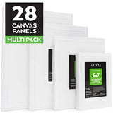 Arteza Painting Canvas Panels Multi Pack, 5x7", 8x10", 9x12", 11x14", Set of 28, Primed White, 100%