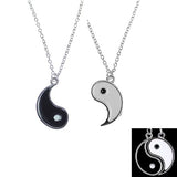 Paddsun Enamel Alloy Best Friend I Ching Bagua Tai Chi Ying Yang Pendant Couple Necklace