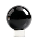 H&D Crystal Meditation Ball Globe 100 Mm,Sapphire Blue Clear, Free Stand (Black)