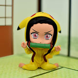 Nezuko Cosplay Pikachu Action Figure Demon Slayer Cosplay Pokemon Kimetsu No Yaiba Figure Anime Toy Collectibles Model Gift (Nezuko)