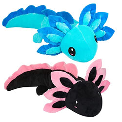 Putrer 2Pcs Salamander Axolotl Plush Toy / Doll , Stuffed Animal, Gifts for Boys Girls(2pcs (Blue+Black))