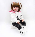 NKol Reborn Baby Dolls, Lifelike Realistic Newborn Weighted Baby Doll Girl with Panda Outfit (18Inch)