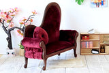 Miniature dollhouse sofa Victorian style brown wood furniture velvet divan stylish