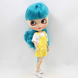 Original Doll Clohtes Outfit, White T-Shirt and Yellow Short Dungarees, Doll Dress Up for 1/6 12inch Blythe Doll or ICY Doll- Fortune Days (Yellow)