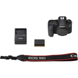 Canon EOS 90D DSLR Camera Body Only Kit with Pro Photo & Video Accessories Including 128GB Memory, Speedlight TTL Flash, Quick Release Strap, Condenser Microphone, 60" Tripod & More (Renewed)