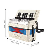 17 Key Accordion, 17 Keys Bass Accordion, With Retractable Leather Strap White Celluloid Coating for Gifts Performance Instrument Children Adults