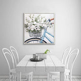 TAR TAR STUDIO Abstract Flowers Canvas Artwork Framed: Floral Bouquet in Bicycle Wall Art Painting Framed on Canvas for Office Bedroom (36''W x 36''H, Multiple Sizes)