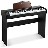 Eastar Digital Piano, 61 Key Full Size Keyboard Piano for Beginners, Classic Wooden Piano Keyboard with Sustain Pedal, Adapter & Music Stand, Supports MP3/USB MIDI/Audio/Microphone/Headphones, Black