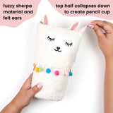 Yoobi Llama Pencil Case – Standing Fuzzy Llama Cute Pencil Case for Kids & Adults – Zip-Up Large Pencil Holder – Multi-Use Storage Pouch – Pen Holder, Paint Brush Holder, or Makeup Brush Holder
