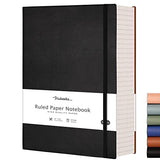 College Ruled Notebook, 320 Pages B5 Softcover Large Journal, 100gsm Thick Paper, Faux Leather Softcover, Inner Pocket, 7.6'' X 10'' - Black