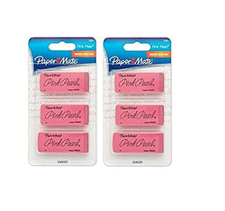 Paper Mate Pink Pearl Premium Erasers, 3 Pack, Large (70501), 2 Pack