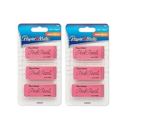 Paper Mate Pink Pearl Premium Erasers, 3 Pack, Large (70501), 2 Pack