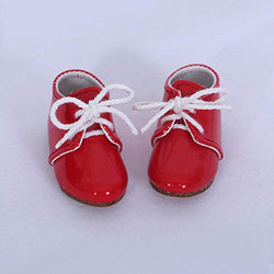 Shoes for BJD Doll 1 Pair 6cm PU Leather Fashion Mini Toy Lace Canvas Shoes 1/4 Doll for Fairyland Luts Doll Accessories Luodol WX4-35 Red