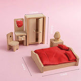 Warmtree Wooden Classic Doll House Furniture Wood Miniature Bedroom Set and Hair Styling Accessories Pretend Play House Furniture Dollhouse Decoration Accessories