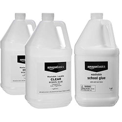AmazonBasics All Purpose Washable School Clear Liquid Glue, 1 Gallon Bottle, 2-Pack with Washable School Liquid Glue, 1 Gallon Bottle