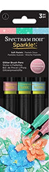 Sparkle Water-Based Fine Micro-Pigment Markers - Pack of 3 - Includes Flexible Brush Nib - by Spectrum Noir (Soft Pastels)
