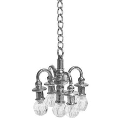 Anniston Dollhouse Furniture, Dollhouse Miniature Furniture 1:12 Doll House Accessories Mini Lamp Chandelier House Playset Set for Toddlers Girls and Boys, Silver