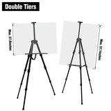 Artist Easel Stand,Extra Thick Aluminum Metal Tripod Display Easel 17 to 56 Inches (2 Pack Black)