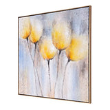 Sunny Blooms, Hand Painted Framed Canvas 40" x 40" Yellow Flower Abstract Artwork for Living Room, Bedroom, Dining Room, Hallway, Office