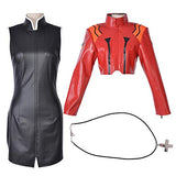 Cosplay.fm Women's Katsuragi Misato Cosplay Costume Jacket Dress with Cross Necklace (S) Red