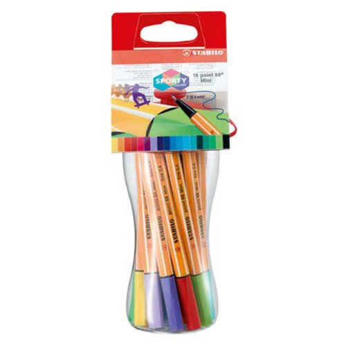 Stabilo Point 88 Mini Fineliner Pens, 0.4 mm - 18-Color Wallet Set