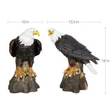 Exhart Bald Eagle Garden Statue -Hand-Painted Bald Eagle Resin Statue, Majestic America Décor Indoor/Outdoor USA Decor for Office, Patio, Yard and Garden, 18” Eagle Statue
