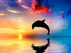 Landscape Diamond Painting DIY 5D Paintings Rhinestone Pasted DIY Painting Cross Stitch Arts Crafts for Home Wall Decor 30x40cm/11.8×15.7Inches (Dolphin sea)