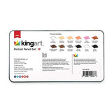 KINGART 305-12, Metal Tin Case, Set of 12 Unique Colors Portrait Pencils, Assorted 12 Piece