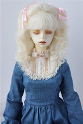 JD187 8-9inch 21-23cm Long Curly Princess Mohair BJD Wigs 1/3 SD Doll Accessories (Ivory White)