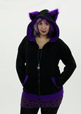 Pawstar Mew Kitty Cat Eared Hoodie Jacket - Medium Purple