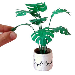 Dollhouse Mini Monstera Deliciosa Plant for Doll. Miniature Fairy Garden Flower