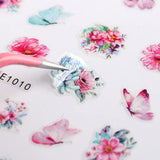 11 Sheets Flower Nail Art Stickers Decals Spring Summer Nail Art Decoration Design for Women Girls, 3D Self-adhesive Blooming Flowers leaves Stickers for Acrylic Nail Manicure Tips Nail Art Supplies (b)