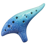 12 Hole Sweet Potato Ocarina Graceful Shape Pottery Ocarina Instrument in Alto C(Starry Blue)