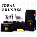 ARTMASTER Paint Brushes Set 18 - Premium Watercolor Paint Brushes for Kids Adults or Professionals for Acrylic Watercolor Oil Painting - Perfect for Your Canvas Paper or Fabric Art