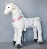Ufree Ride on Unicorn, Large Mechanical Rocking Horse Toy, Ride on Bounce up and Down and Move, 44 inch for Children 6 Years to Adult (White Unicorn with Pink Horn)