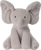 GUND Beatrix Potter Animated Peek-a-Boo Peter Rabbit Sound and Motion Plush Stuffed Animal, 10" & Baby GUND Animated Flappy The Elephant Stuffed Animal Baby Toy Plush, Gray, 12"