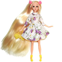 Eledoll Antheia Very Long Hair Doll Poseable Doll 3D Eyes Lashes Jointed Doll Articulated 11.5" Fashion Doll, Pretend Play for Girls, Girls Birthday Gift