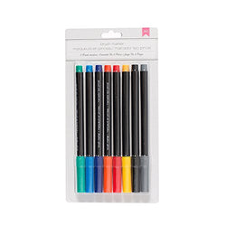 American Crafts Brush Markers Pack - Calligraphy and Lettering Tools - 8 Pieces, Assorted Colors