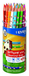 Lyra Groove Slim 2823480 Coloured Pencils Set of 48 in a Round Plastic Pot by Lyra