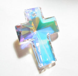 1 pc Swarovski Crystal 6864 Huge Cross Pendant Clear AB 40mm / Findings / Crystallized Element