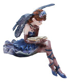 Ebros Pretty Ballerina Blue Bookworm Fairy Shelf Sitter Figurine Whimsical Fantasy Faerie Decor Collectible Statue As Gift Ideas for Women Girls Birthdays