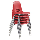 FDP-10371-RD 18" School Stack Chair, Stacking Student Seat with Chromed Steel Legs and Nylon Swivel Glides; for in-Home Learning, Classroom or Office - Red (5-Pack)