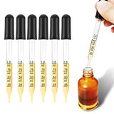 Eye Dropper for Essential Oils - Pipettes Dropper with Black Rubber Head, Straight-Tip Calibrated Thick Glass Medicine Dropping Pipettes for Accurate Easy Dose and Measurement 1 mL Capacity