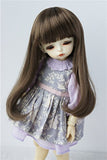 Wigs Only JD319 6-7inch 16-18CM 1/6 YOSD Wigs Synthetic Mohair Long Slight Curly BJD Hair (Medium Brown)