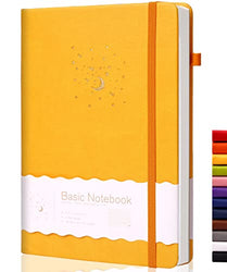 CAGIE Lined Journal Notebook for Work, Hardcover Notebook Journal with Pen Loop, A5 Notebook Journal Cover, Medium 5.7" x 8.3", (Yellow Ruled)