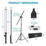 Neewer LED Video Light Stick Kit, 3-Pack Dimmable 5500K Handheld LED Video Lighting with Light Stands, Boom Arm, Empty Sandbag and Carrying Bag for Studio Photo YouTube Video Photography
