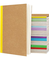 A5 Lined Kraft Composition Notebooks Bulk 40 Pcs(5.5x8.3") College Ruled with Rainbow Spine,Journal Notebook for Women Girls College Students Office School Supplies, 60 Pages/30 Sheets